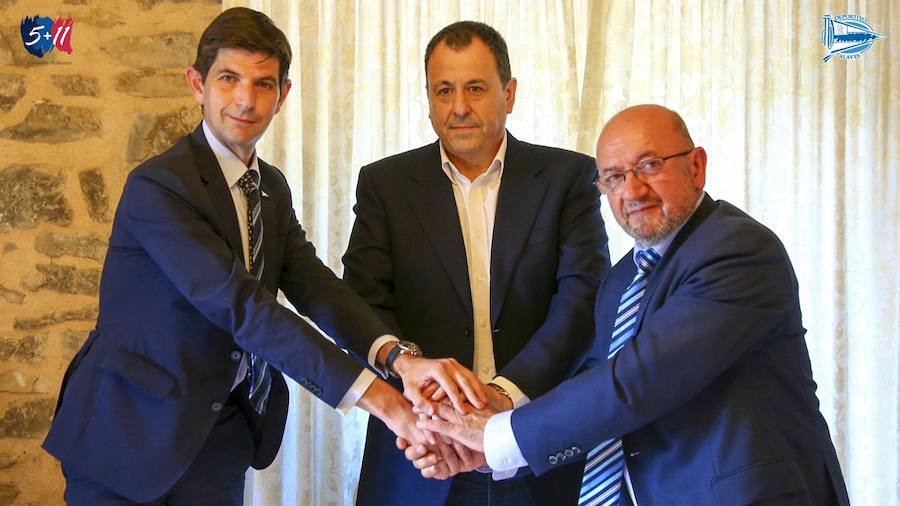 Alfonso Fernández de Trocóniz, Luis Querejeta y Miguel Ángel Jauregui, presidente del Amurrio.