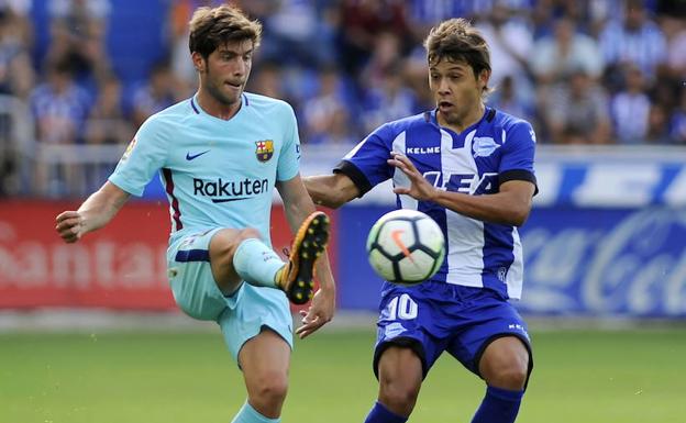Óscar Romero, durante el partido de Liga ante el Barcelona./Ander Gillenea