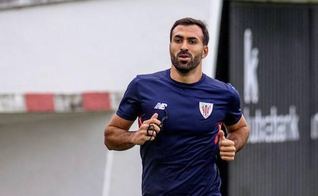 Mikel Balenziaga, en un entrenamiento anterior./