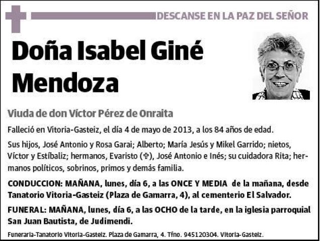 Gine Mendoza Isabel Esquela Necrol Gica El Correo