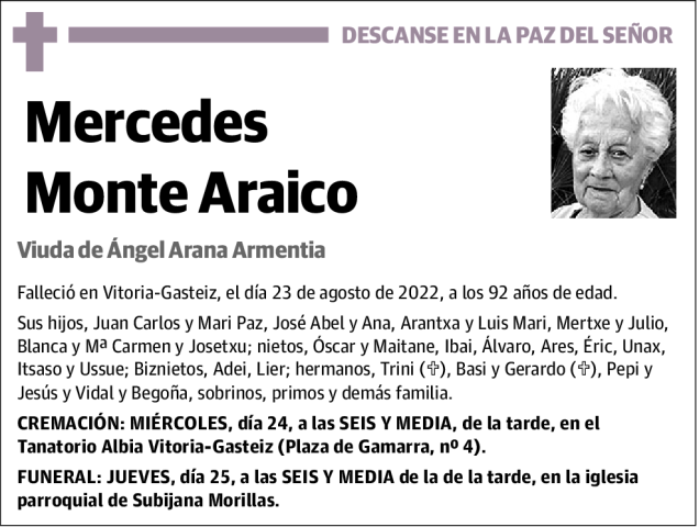 Mercedes Monte Araico Esquela Necrol Gica El Correo