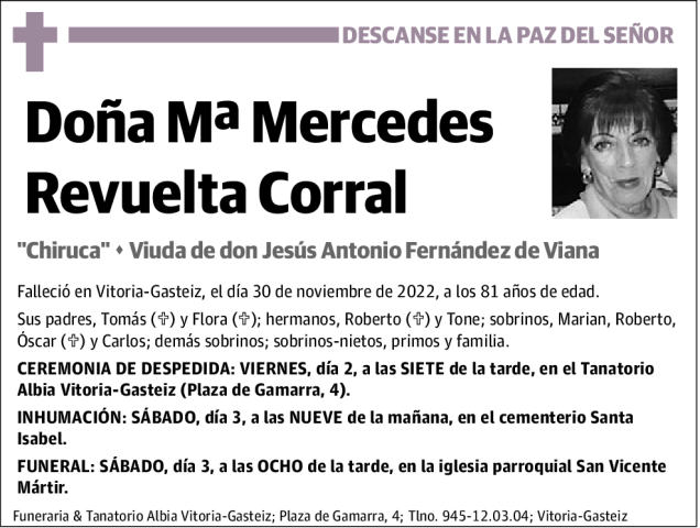 María Mercedes Revuelta Corral Esquela Necrológica El Correo