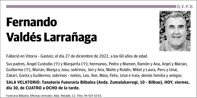 Fernando Valdés Larrañaga Esquela Necrológica El Correo