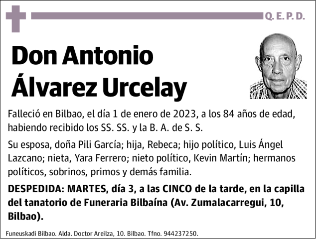 Antonio Álvarez Urcelay Esquela Necrológica El Correo