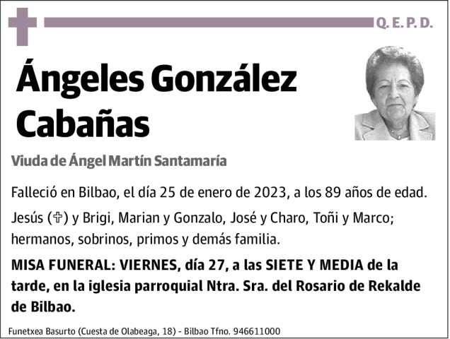 Ángeles González Cabañas Esquela Necrológica El Correo