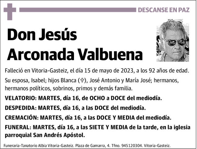 Jesús Arconada Valbuena Esquela Necrológica El Correo