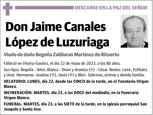 Jaime Canales L Pez De Luzuriaga Esquela Necrol Gica El Correo