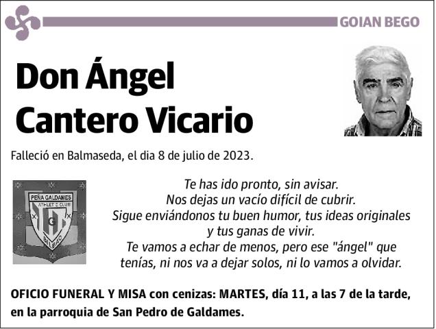 Ngel Cantero Vicario Esquela Necrol Gica El Correo