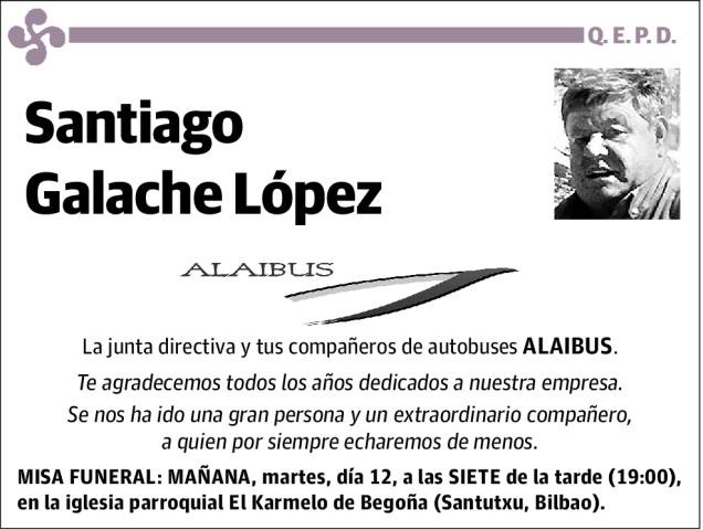 Santiago Galache López Esquela Necrológica El Correo