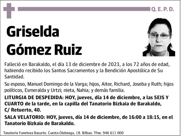 Griselda Gómez Ruiz Esquela Necrológica El Correo