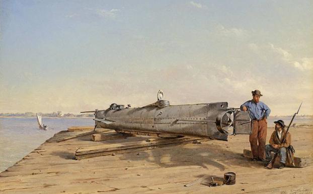 Una pintura del 'HL Hunley'.