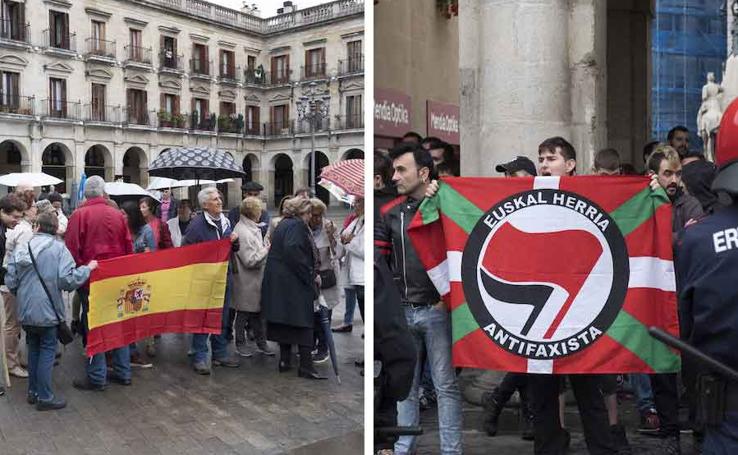 Dos concentraciones se enfrentan en Vitoria a favor y en contra de la unidad de España