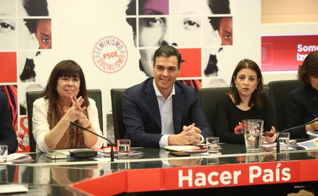 Pedro Sánchez preside la reunión de la Comisión Permanente de la Ejecutiva Federal del PSOE./Europa Press