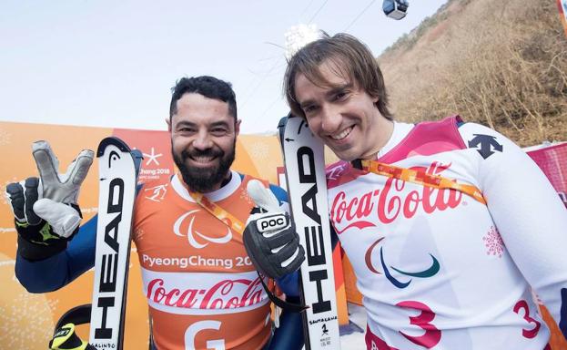 Miguel Galindo eta Jon Santacana Pyeongchangeko Joku Olinpikoetan./Efe