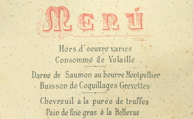Facsímil del menú original de 1892 entregado en el 75 aniversario de la Casa Consistorial de Bilbao./COLECCIÓN ANA VEGA