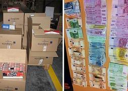 El tabaco y el dinero incautado./