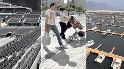 El Reyno de Navarra Arena, el tranvía fantasma de Jaén y el puerto deportivo de Laredo./