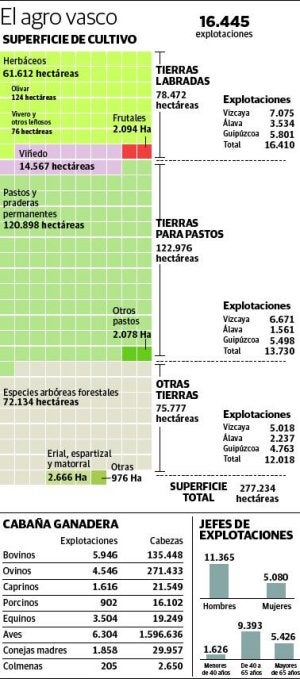 Euskadi ha perdido más de 21.000 explotaciones agrícolas en una década