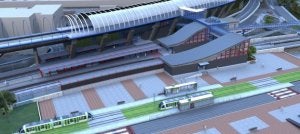 Recreación de la futura estación intermodal de Urbinaga, en Sestao, donde confluirán tren, metro y tranvía. ::
E. C./