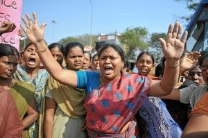 Protesta de estudiantes indias en Hyderabad. /Afp/
