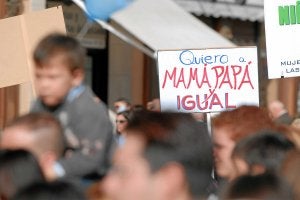 Protesta para reclamar la custodia compartida de los hijos como opción preferente en las separaciones y divorcios./ K. TABERNER/