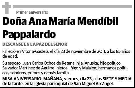 MENDIBIL PAPPALARDO,ANA MARIA