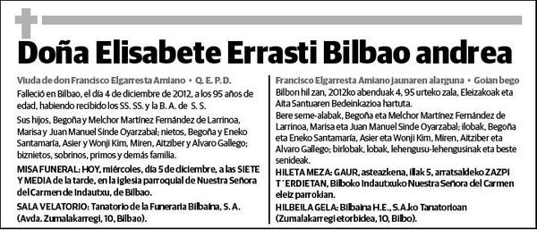 ERRASTI BILBAO,ELISABETE