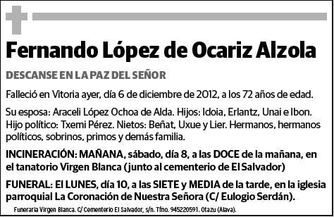 LOPEZ DE OCARIZ ALZOLA,FERNANDO