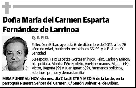 ESPARTA FERNANDEZ DE LARRINOA,MARIA DEL CARMEN