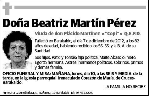 MARTIN PEREZ,BEATRIZ