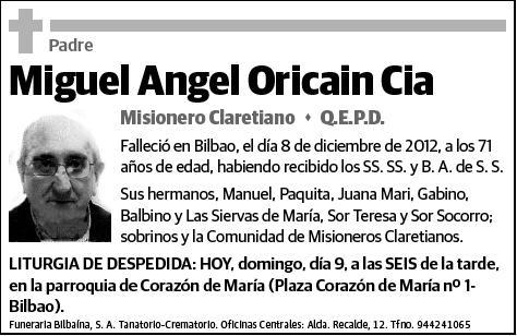 ORICAIN CIA MIGUEL ANGEL