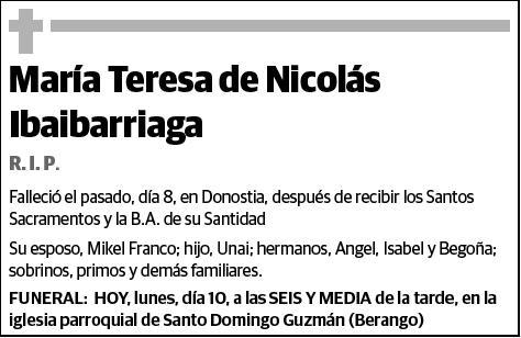 DE NICOLAS IBAIBARRIAGA,MARIA TERESA