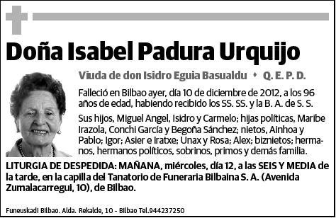 PADURA URQUIJO,ISABEL