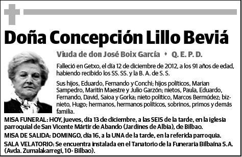 LILLO BEVIA,CONCEPCION