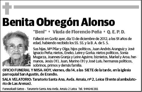 OBREGON ALONSO,BENITA