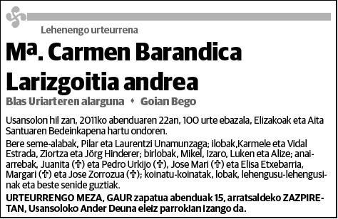 BARANDICA LARIZGOITI,Mª CARMEN