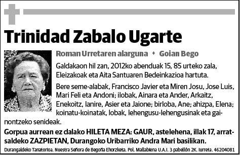ZABALO UGARTE,TRINIDAD