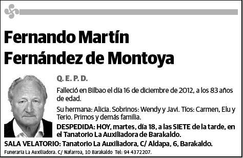 MARTIN FERNANDEZ DE MONTOYA,FERNANDO