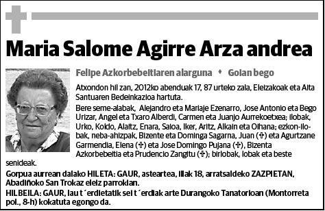 AGIRRE ARZA,MARIA SALOME