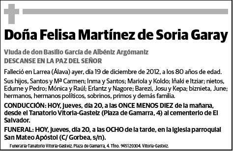 MARTINEZ DE SORIA GARAY,FELISA