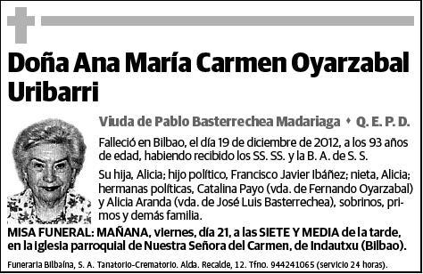 OYARZABAL URIBARRI,ANA MARIA CARMEN