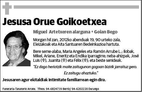 ORUE GOIKOETXEA,JESUSA