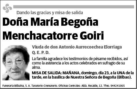 MENCHACATORRE GOIRI,MARIA BEGOÑA