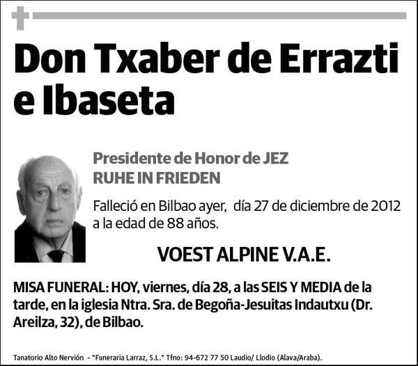 DE ERRASTI E IBASETA,TXABER