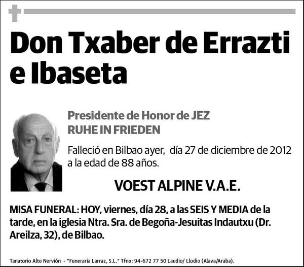 DE ERRASTI E IBASETA,TXABER