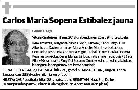 SOPENA ESTIBALEZ,CARLOS MARIA