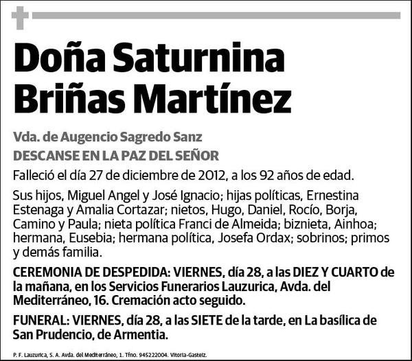 BRIÑAS MARTINEZ,SATURNINA