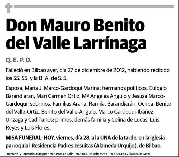 DEL VALLE LARRINAGA,MAURO BENITO