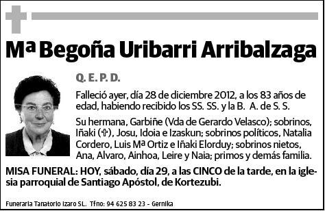 URIBARRI ARRIBALZAGA,Mª BEGOÑA