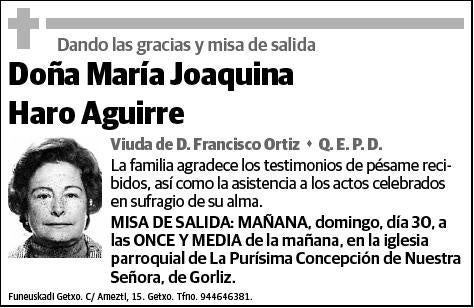 HARO AGUIRRE,MARIA JOAQUINA